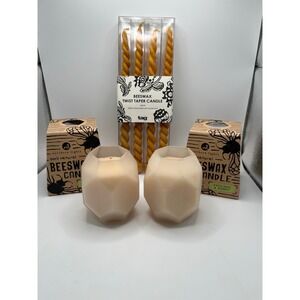 Northern Lights Avocado Honey Beeswax Candles & Tag Twist Taper Candle Set NEW